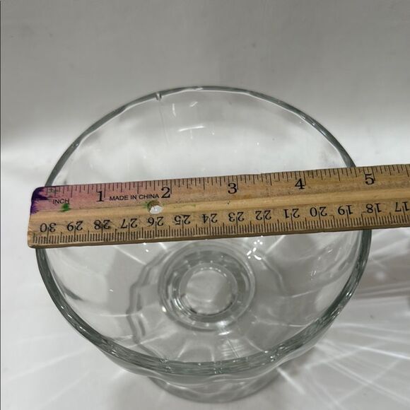 Libby Vintage Clear Glass Ribbed Compote Dessert Dish Scalloped Pedestal 2 Bowls - Picture 5 of 13